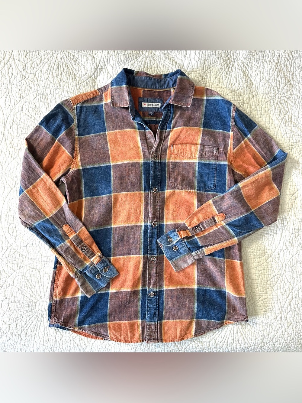 32 Bar Blues Long Sleeve Button Up Shirt Mens Small